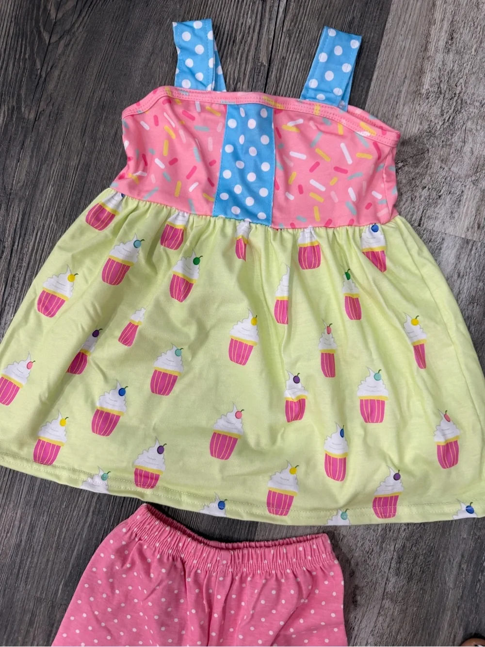 Baby Girls' Pink & Yellow Cupcake Capri Set